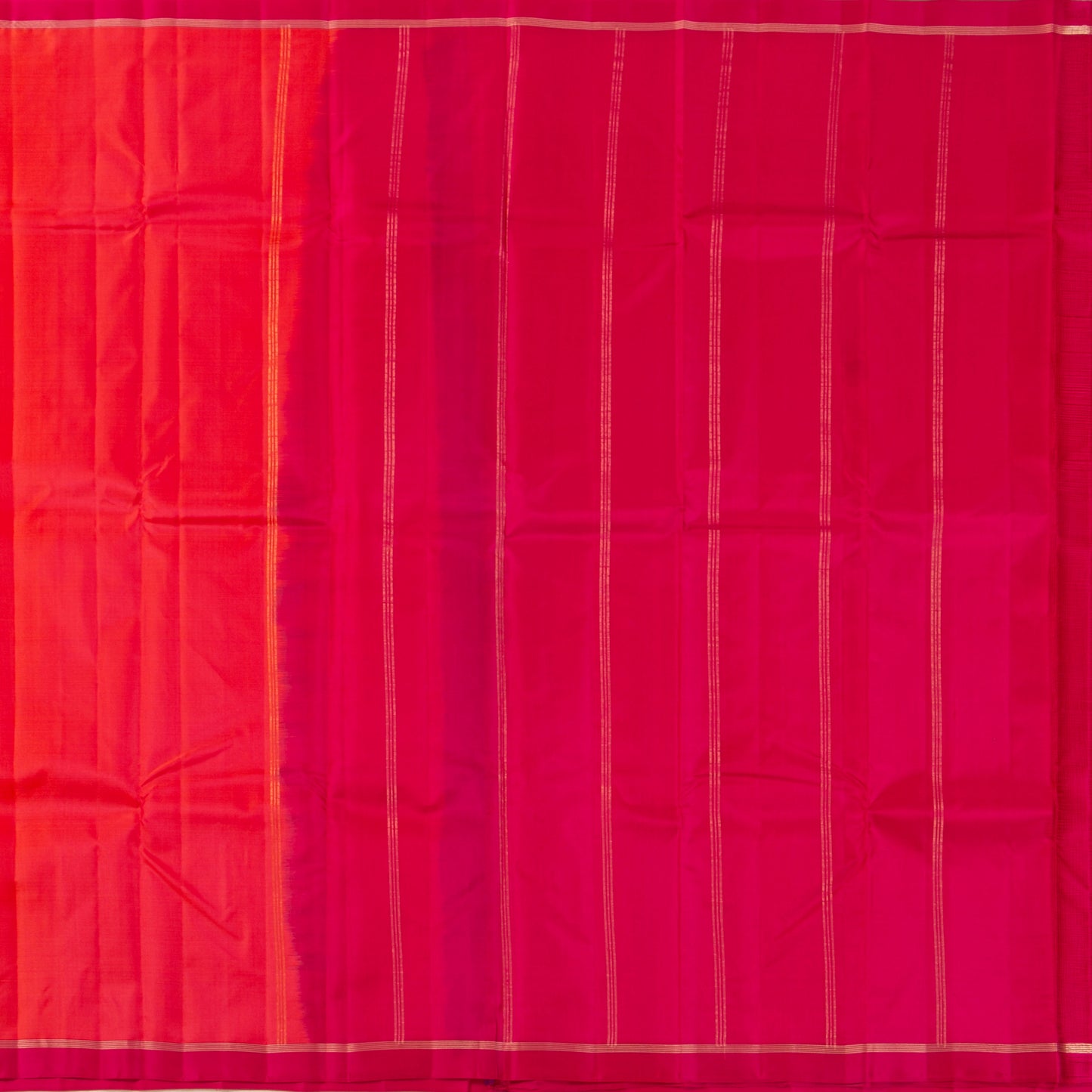 Orange And Pink Dual Shade Kanchipuram Silk Saree Light Weight For Office Wear PV MEN 135