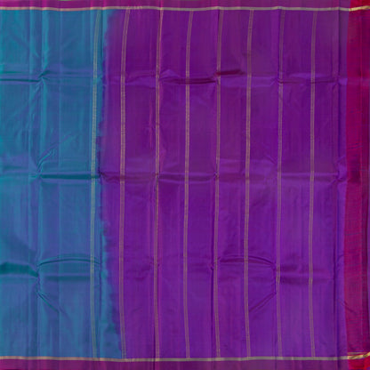Blue And Purple Dual Tone Kanchipuram Silk Saree Light Weight For Festive Wear PV MEN 133