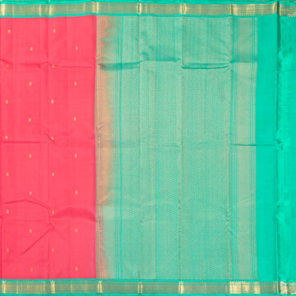 Peach And Teal Kanchipuram Silk Saree Retro Revival Design For Wedding Wear PV MEN 152