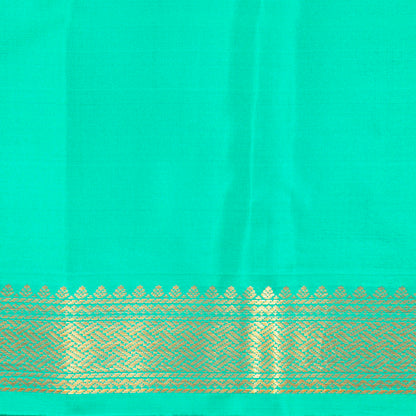 Peach And Teal Kanchipuram Silk Saree Retro Revival Design For Wedding Wear PV MEN 152