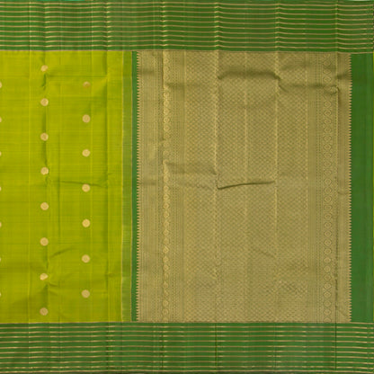 Lime Green And Avocado Kanchipuram Silk Saree For Festive Wear PV MEN 251