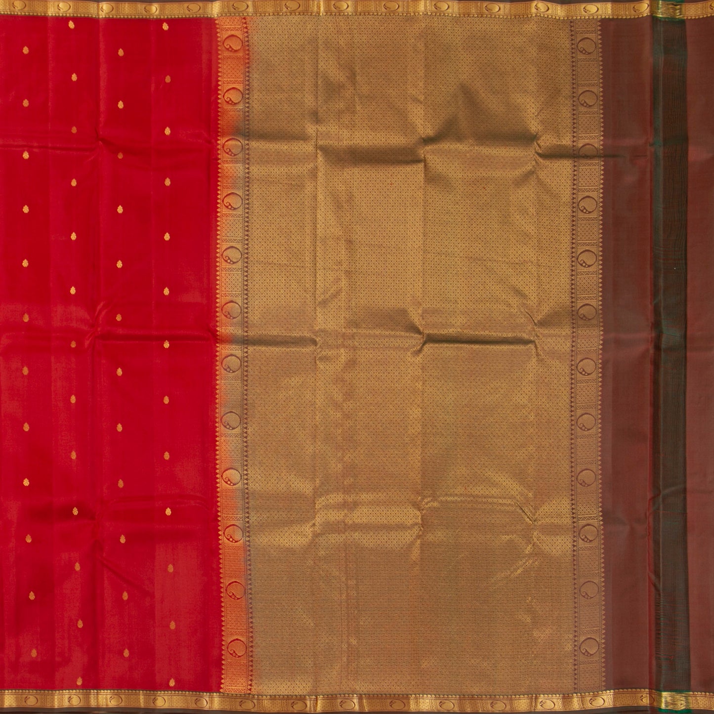 Red And Brown Kanchipuram Silk Saree Light Weight For Festive Wear PV MEN 150