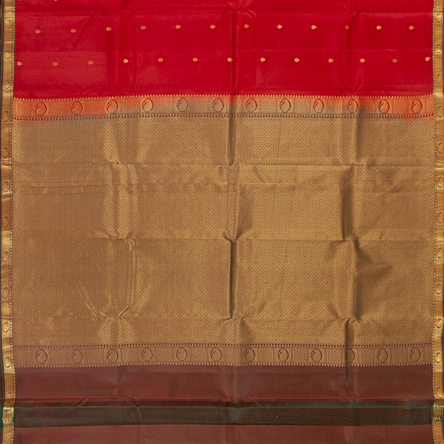 Red And Brown Kanchipuram Silk Saree Light Weight For Festive Wear PV MEN 150