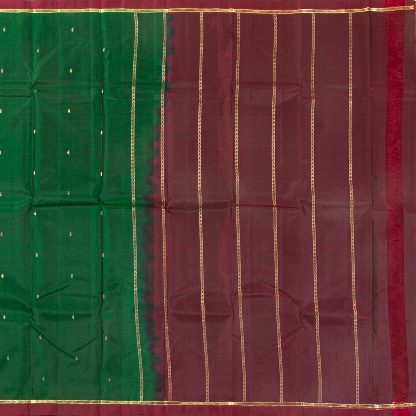 Green And Maroon Kanchipuram Silk Saree For Festive Wear PV MEN 116