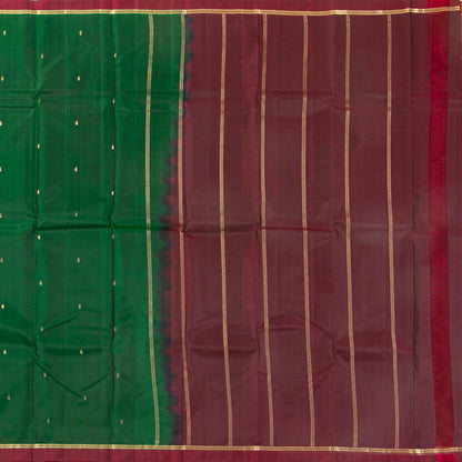 Green And Maroon Kanchipuram Silk Saree For Festive Wear PV MEN 116