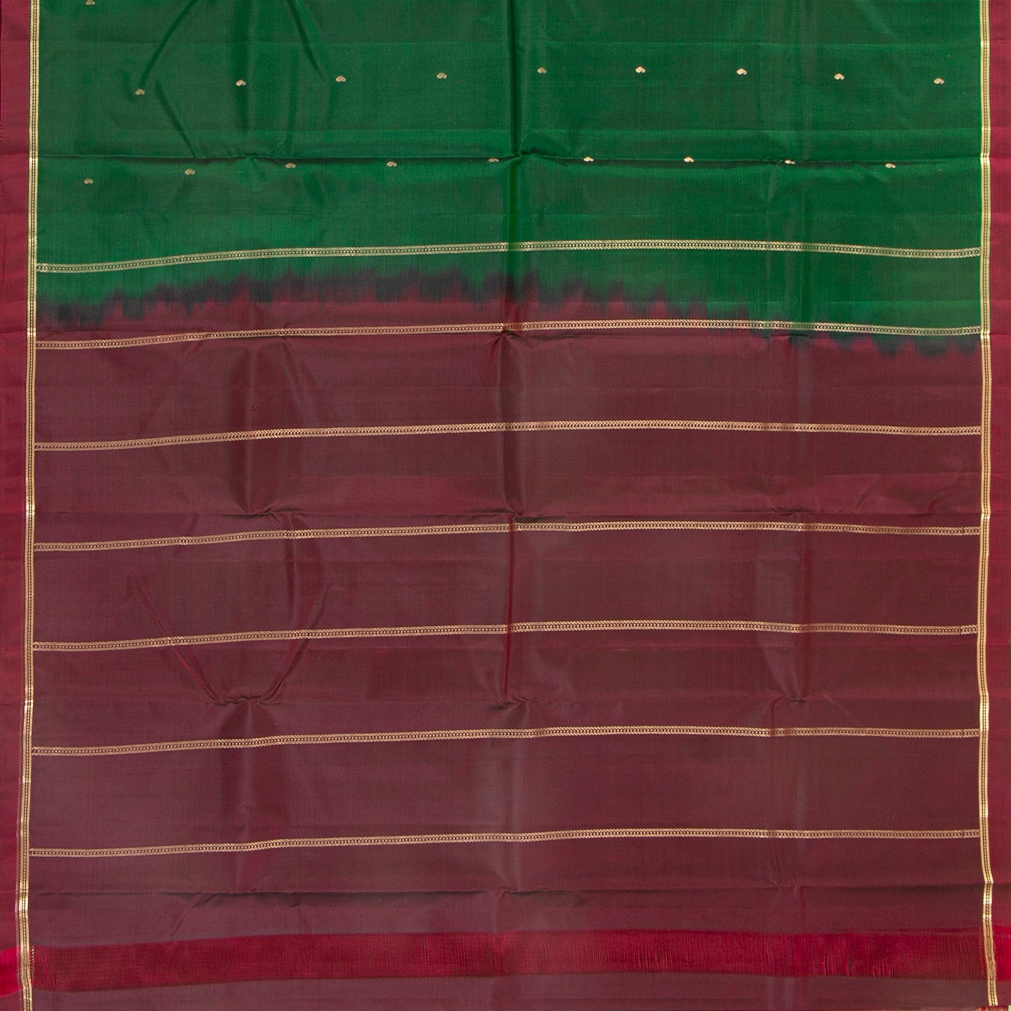 Green And Maroon Kanchipuram Silk Saree For Festive Wear PV MEN 116