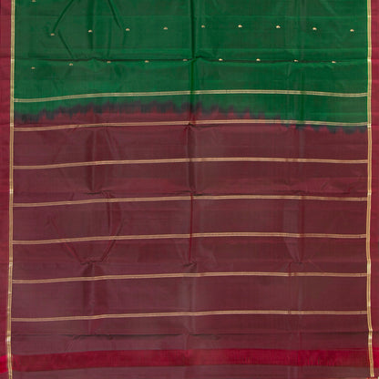 Green And Maroon Kanchipuram Silk Saree For Festive Wear PV MEN 116