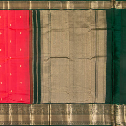 Dual Tone Crimson Kanchipuram Silk Saree With Contrast Korvai Border In Green For Wedding Wear PV MEN 217 - Silk Sari - Panjavarnam PV MEN 217
