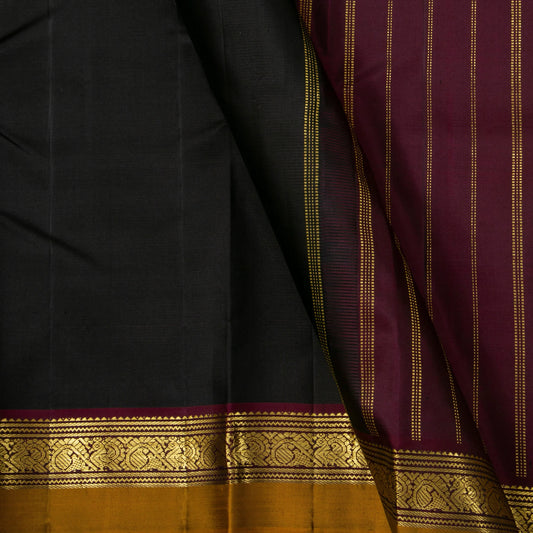 Black And Maroon Kanchipuram Silk Saree For Office Wear PV NYC 1737