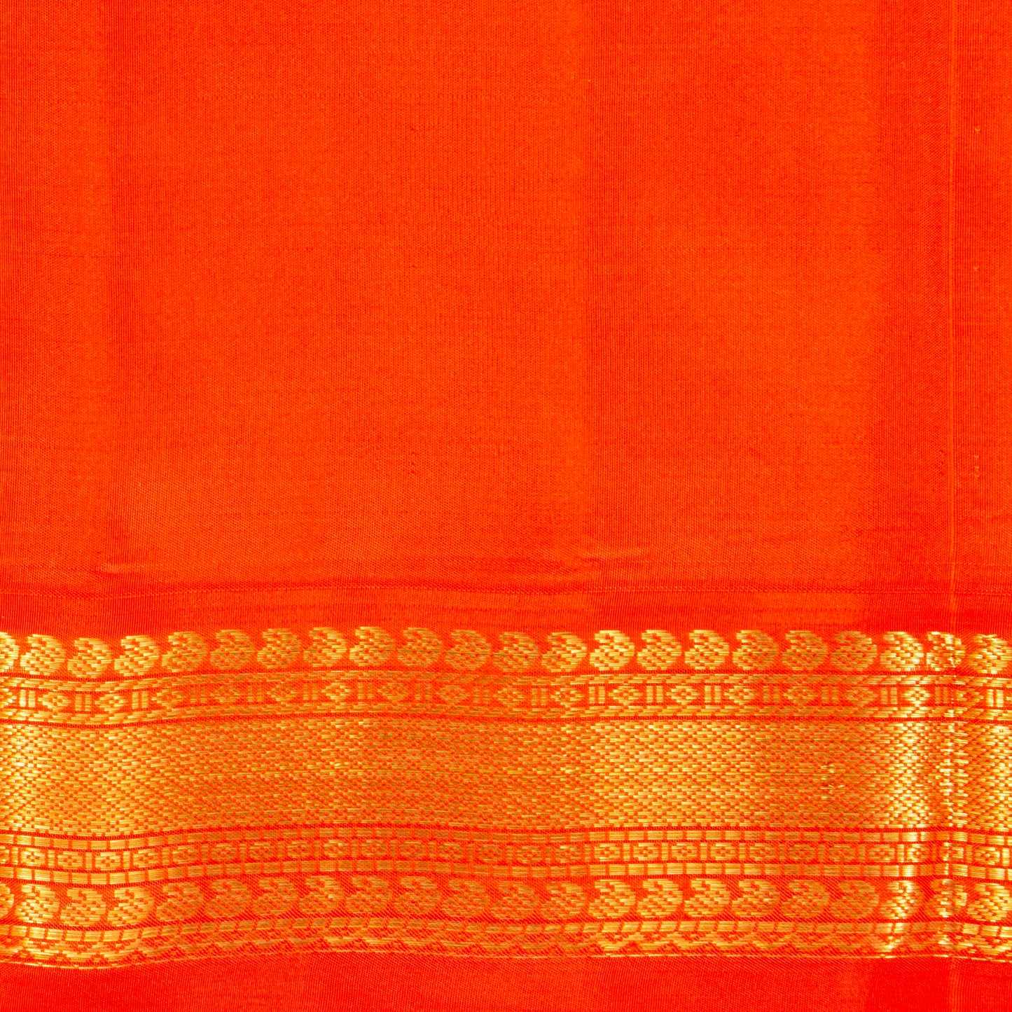 Green Kanchipuram Silk Saree With Orange Contrast Korvai Border For Wedding Wear PV MEN 193