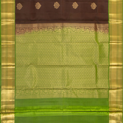 Brown And Light Green Kanchipuram Silk Saree For Festive Wear PV MEN 218