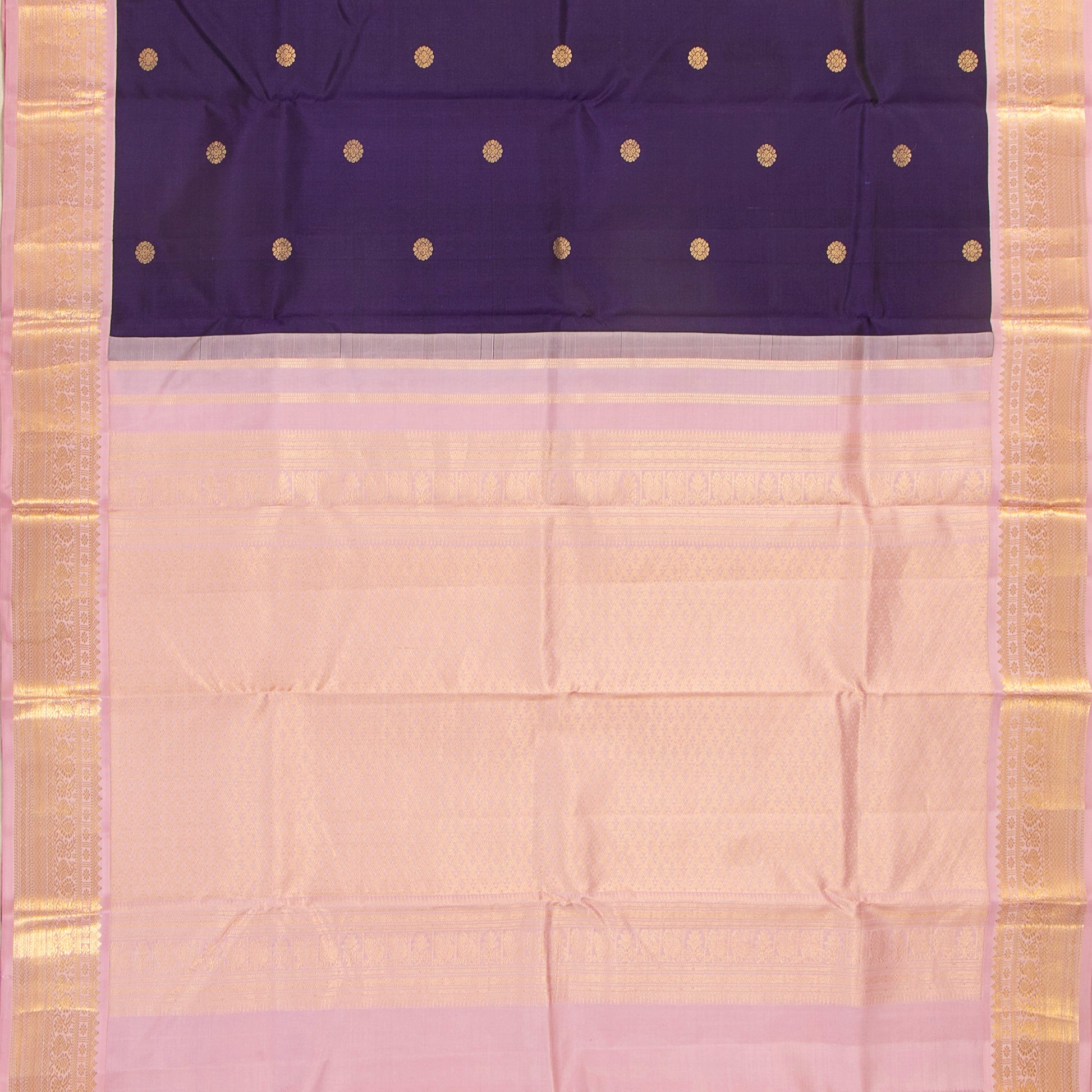 Aubergine And Pastel Pink Kanchipuram Silk Saree For Wedding Wear PV MEN 213 - Silk Sari - Panjavarnam PV MEN 213