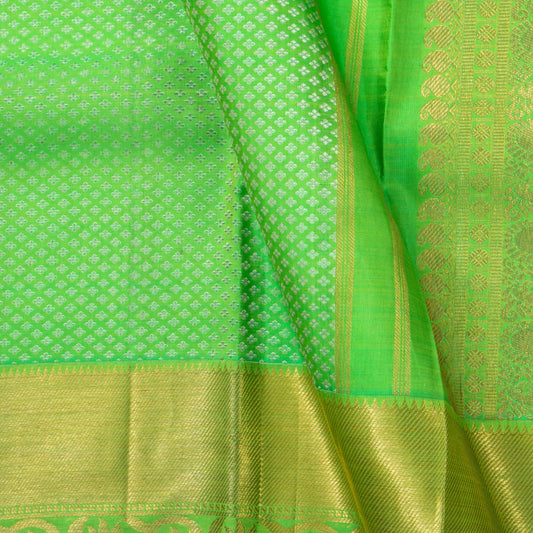Verdant Green Kanchipuram Silk Saree With Silver Zari Jacquard For Wedding Wear PV NYC 1591