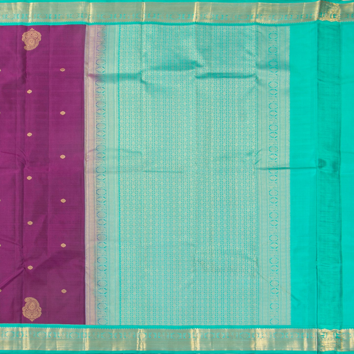 Palantinate Purple And Sea Foam Green Kanchipuram Silk Sare For Wedding Wear PV MEN 215