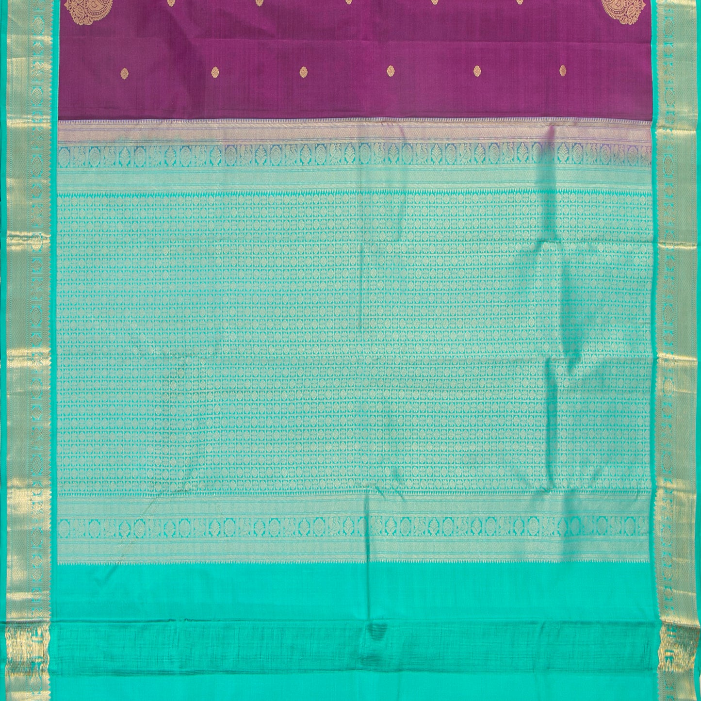 Palantinate Purple And Sea Foam Green Kanchipuram Silk Sare For Wedding Wear PV MEN 215