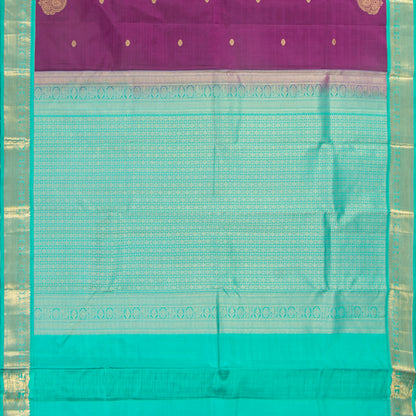 Palantinate Purple And Sea Foam Green Kanchipuram Silk Sare For Wedding Wear PV MEN 215