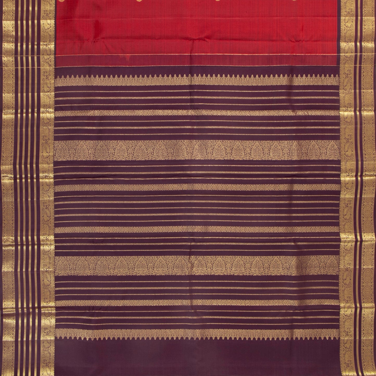 Red And Plum Purple Kanchipuram Silk Saree For Wedding Wear PV MEN 263