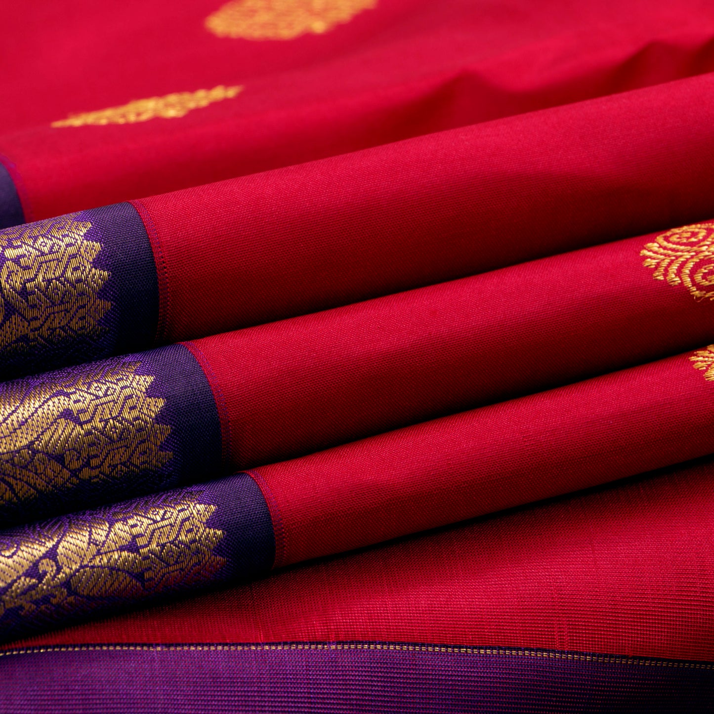 Red And Violet Kanchipuram Silk Saree For Wedding Wear PV NYC 1592