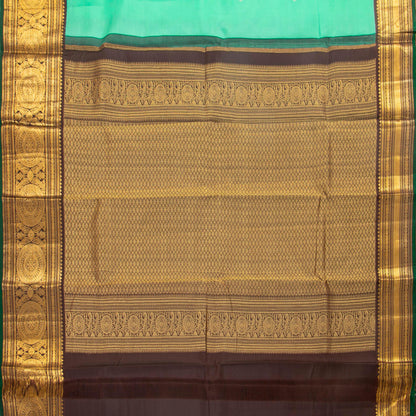 Sea Green And Brown Kanchipuram Silk Saree Retro Revival Design For Wedding Wear PV MEN 166 - Silk Sari - Panjavarnam PV MEN 166