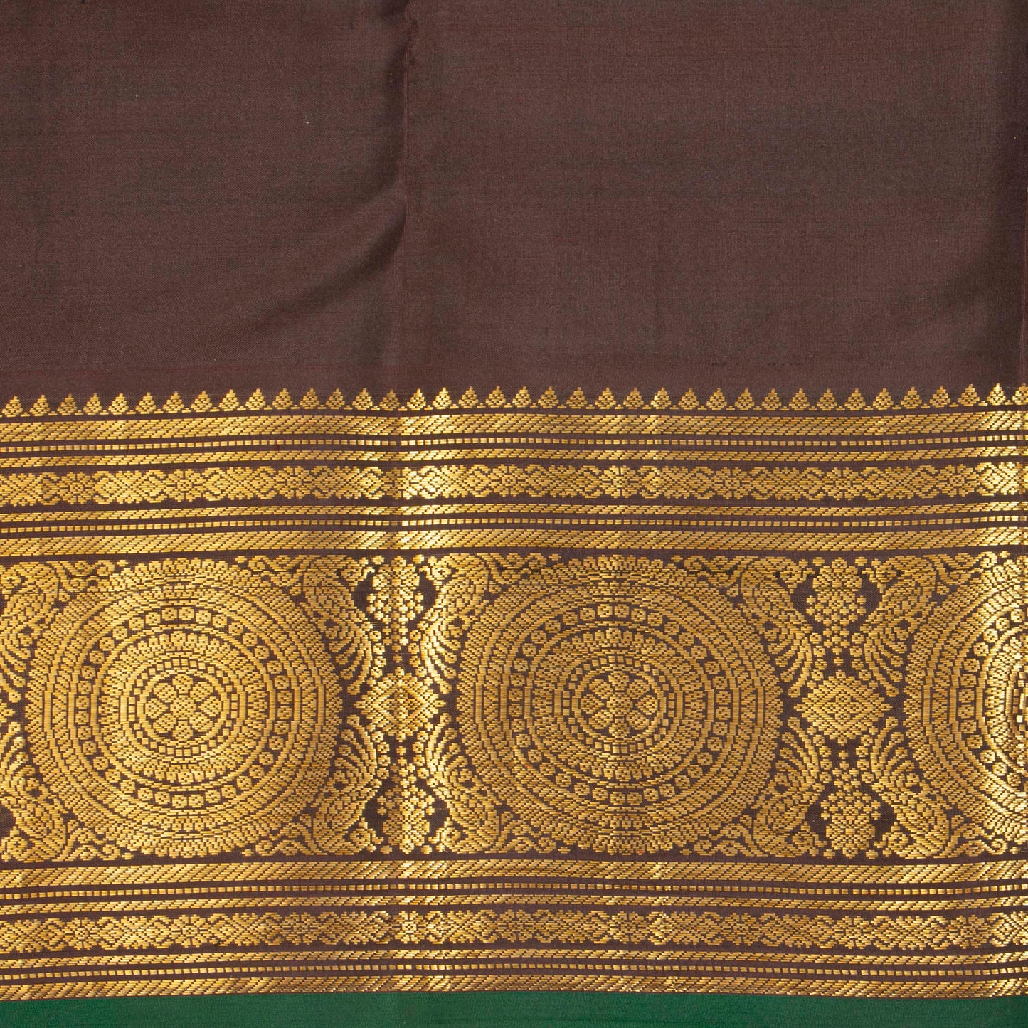 Sea Green And Brown Kanchipuram Silk Saree Retro Revival Design For Wedding Wear PV MEN 166 - Silk Sari - Panjavarnam PV MEN 166