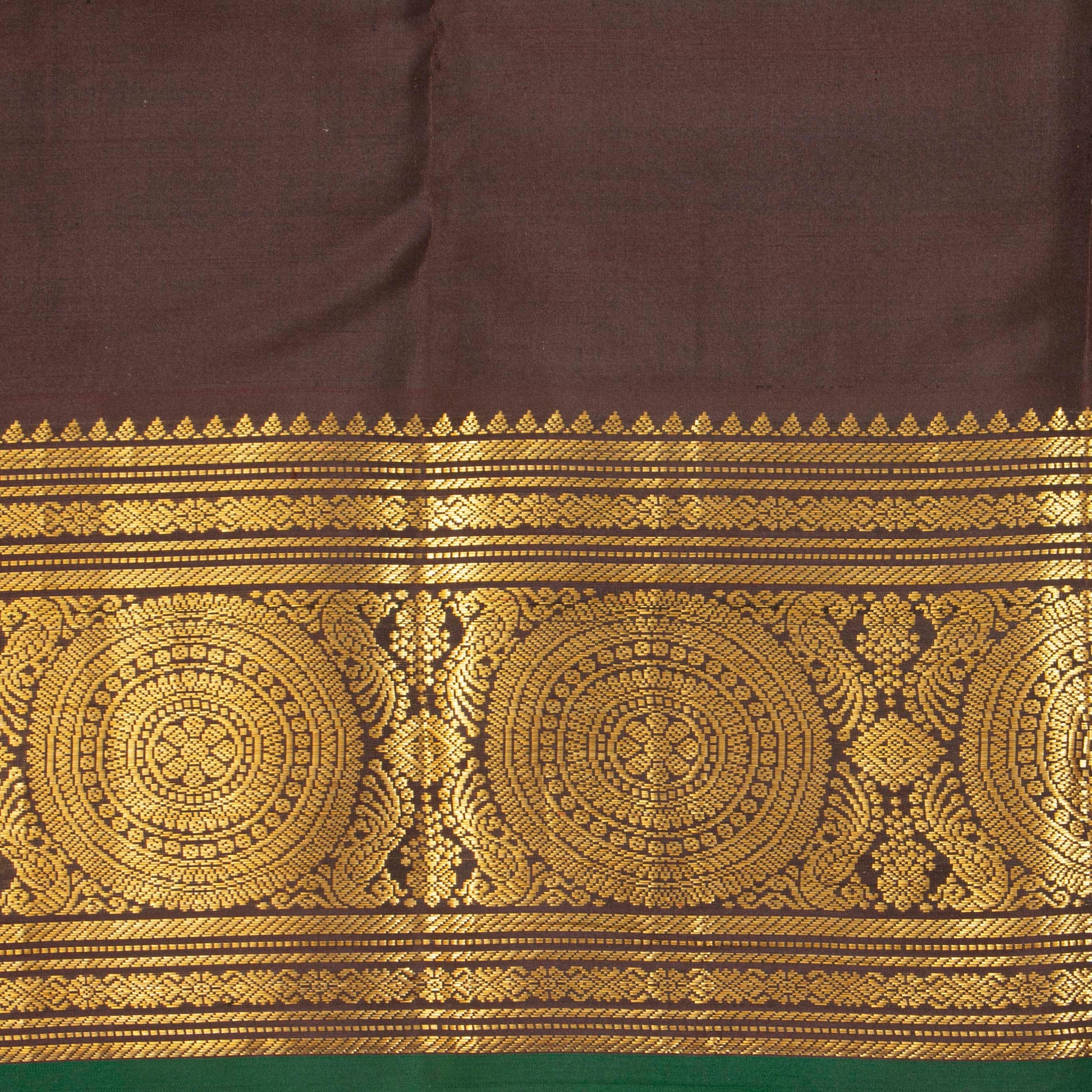 Sea Green And Brown Kanchipuram Silk Saree Retro Revival Design For Wedding Wear PV MEN 166 - Silk Sari - Panjavarnam PV MEN 166