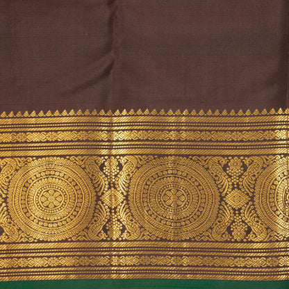 Sea Green And Brown Kanchipuram Silk Saree Retro Revival Design For Wedding Wear PV MEN 166 - Silk Sari - Panjavarnam PV MEN 166