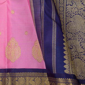 Pink And Blue Kanchipuram Silk Saree For Bridal Wear PV NYC 1276