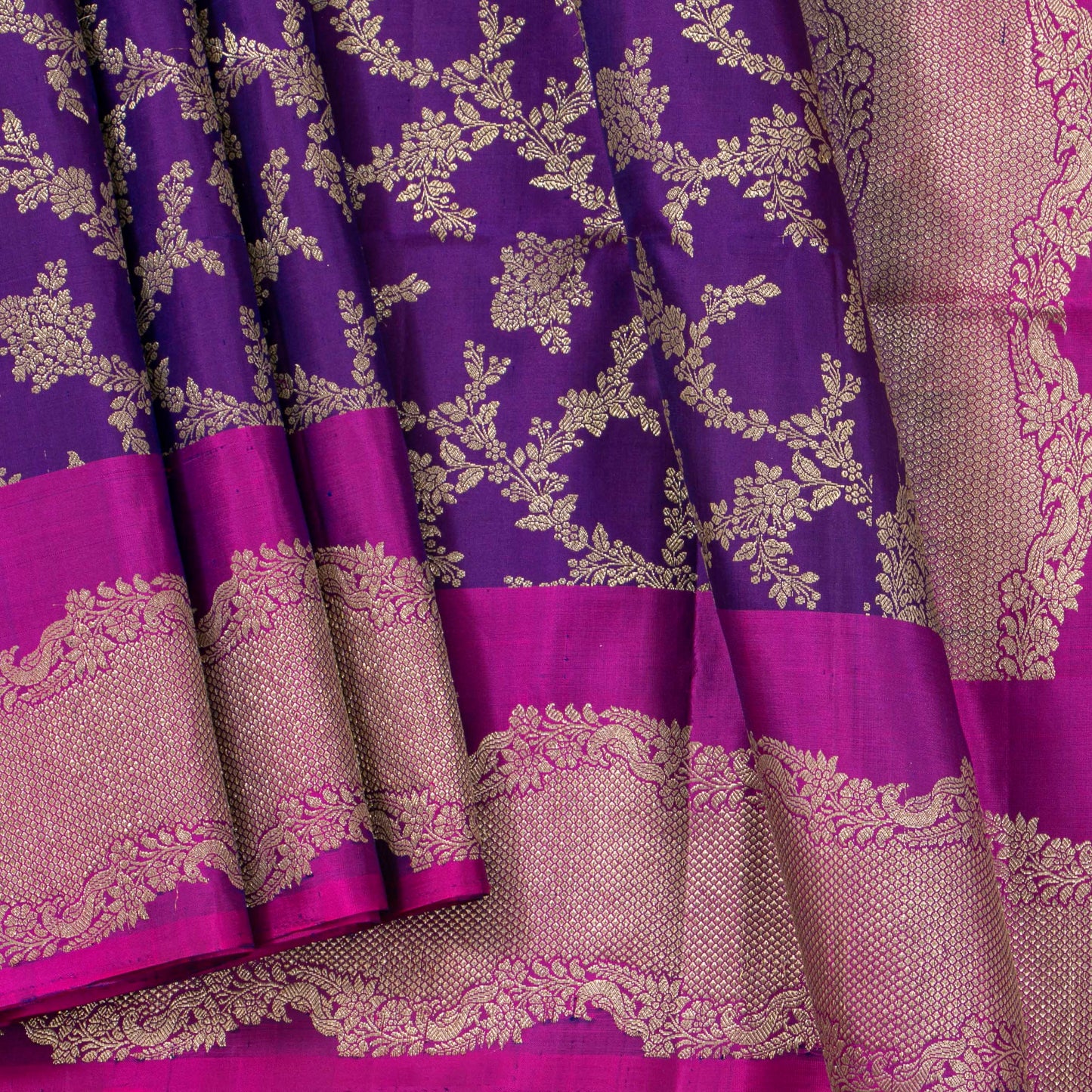 Purple And Pink Kanchipuram Silk Saree For Festive Wear PV MEN 306