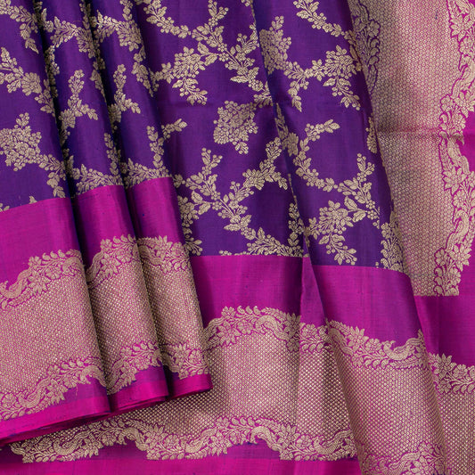 Purple And Pink Kanchipuram Silk Saree For Festive Wear PV MEN 306