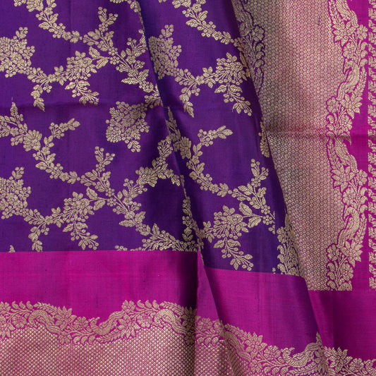 Purple And Pink Kanchipuram Silk Saree For Festive Wear PV MEN 306 - Silk Sari - Panjavarnam PV MEN 306