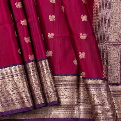 Pink And Purple Kanchipuram Silk Saree For Festive Wear PV MEN 307