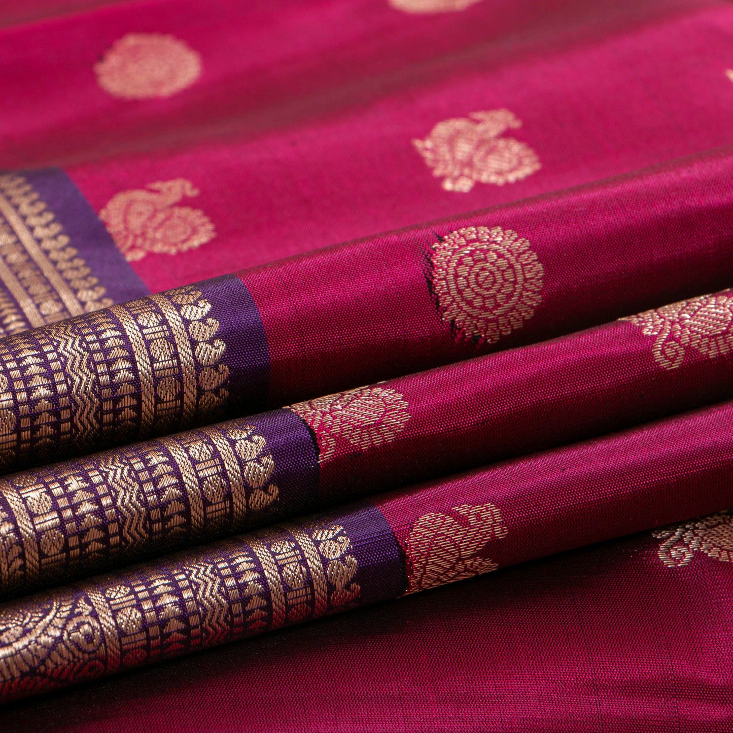 Pink And Purple Kanchipuram Silk Saree For Festive Wear PV MEN 307