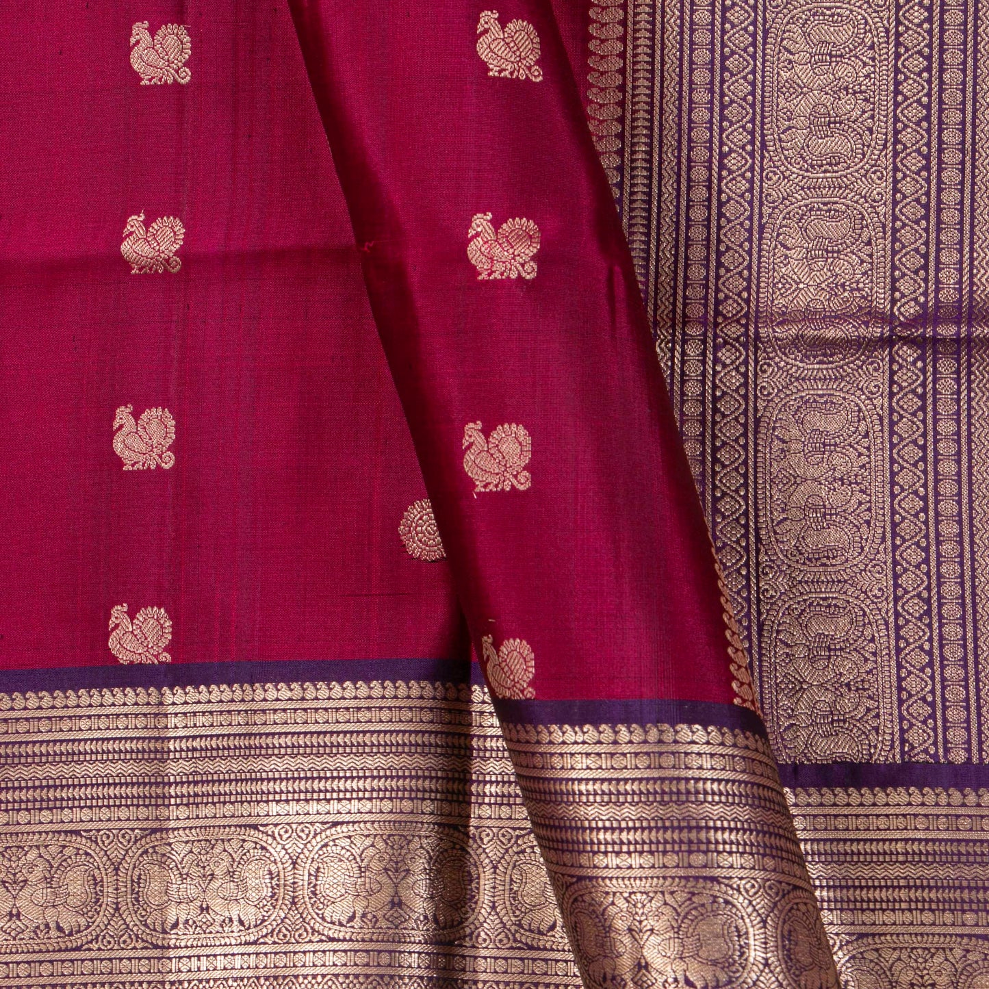 Pink And Purple Kanchipuram Silk Saree For Festive Wear PV MEN 307