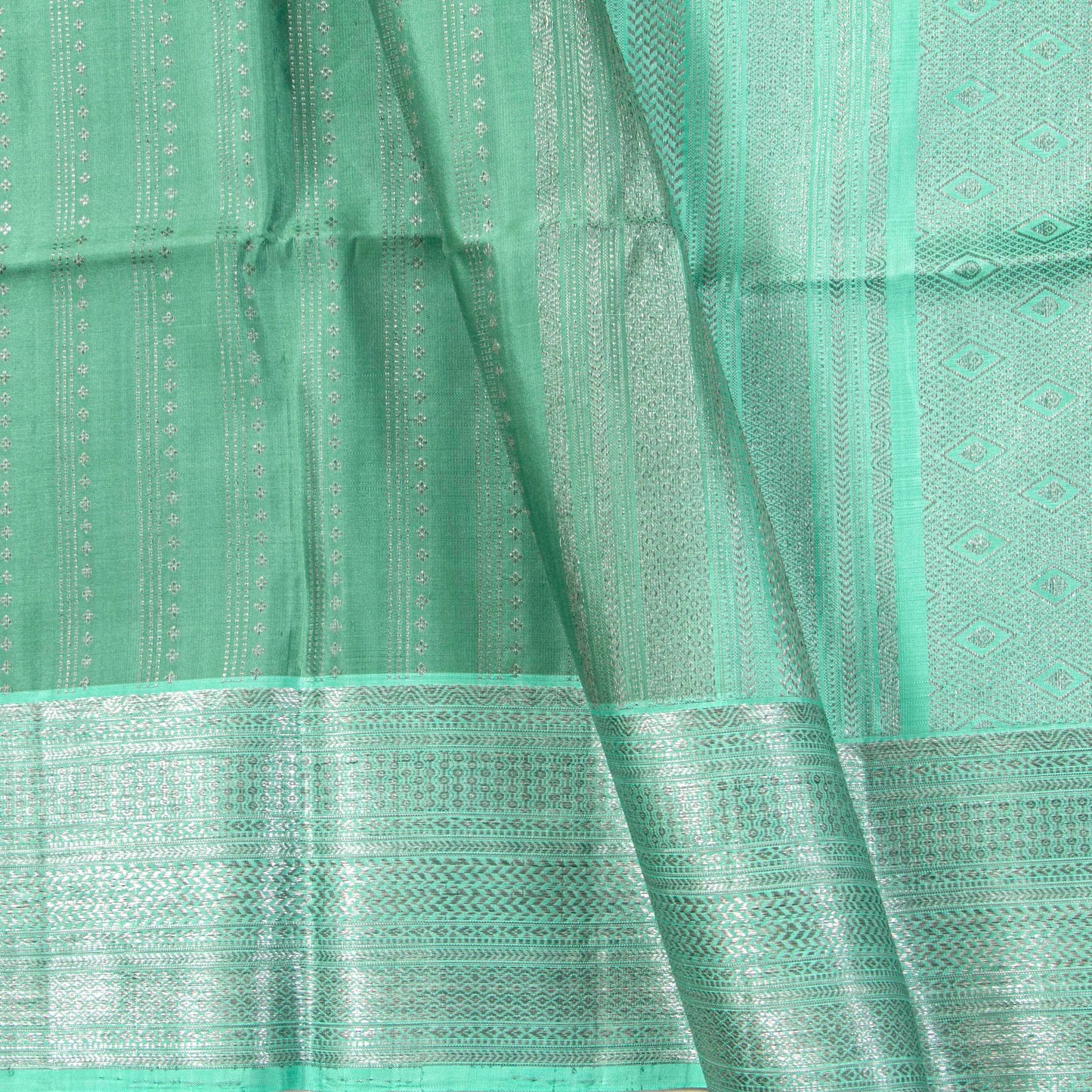 Pastel Green Kanchipuram Silk Saree For Festive Wear PV MEN 305