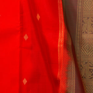 Red And Maanthulir Kanchipuram Silk Saree With Zari Buttas For Festive Wear PV NYC 1738