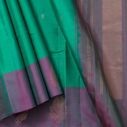 Sea Green And Mauve Kanchipuram Silk Saree For Festive Wear PV NYC 1729