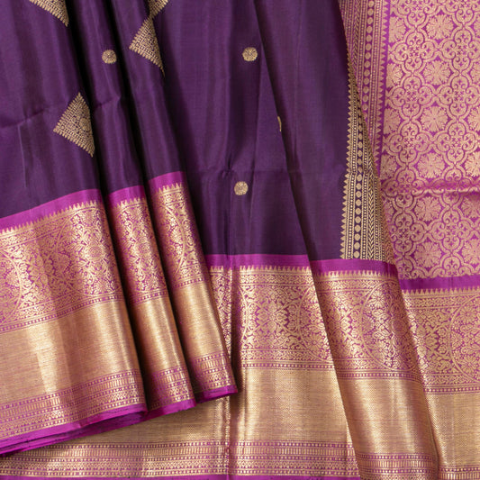 Purple And Pink Kanchipuram Silk Saree For Bridal Wear PV MEN 304