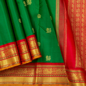 Green And Red Kanchipuram Silk Saree For Bridal Wear PV NYC 1299