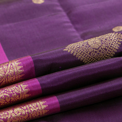 Purple And Pink Kanchipuram Silk Saree For Bridal Wear PV MEN 304