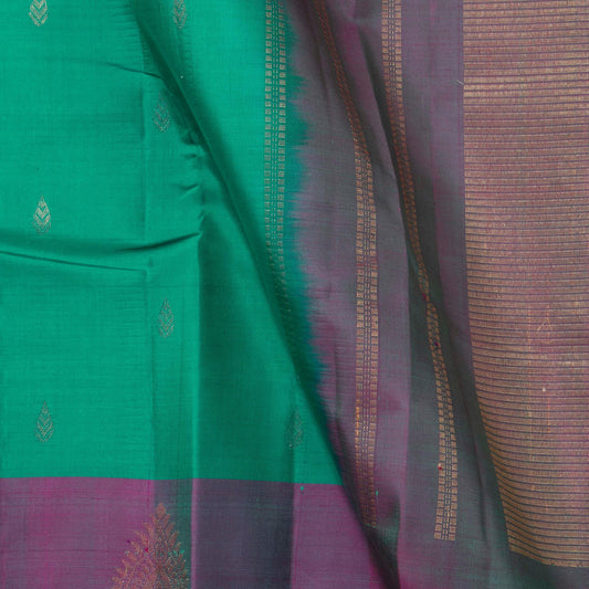 Sea Green And Mauve Kanchipuram Silk Saree For Festive Wear PV NYC 1729