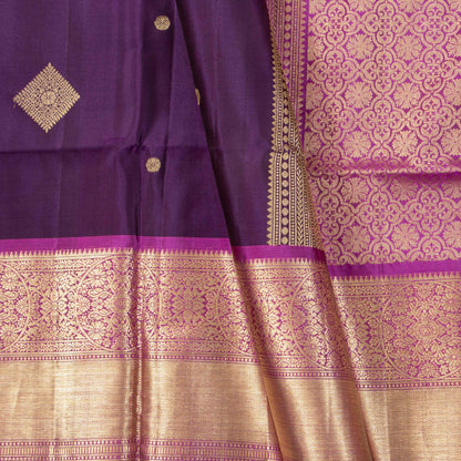 Purple And Pink Kanchipuram Silk Saree For Bridal Wear PV MEN 304