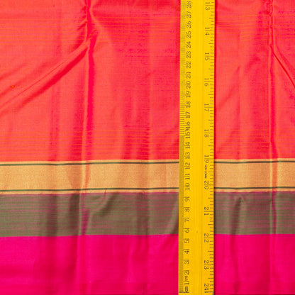 Orange And Pink Kanchipuram Silk Saree Light Weight For Festive Wear PV MEN 108