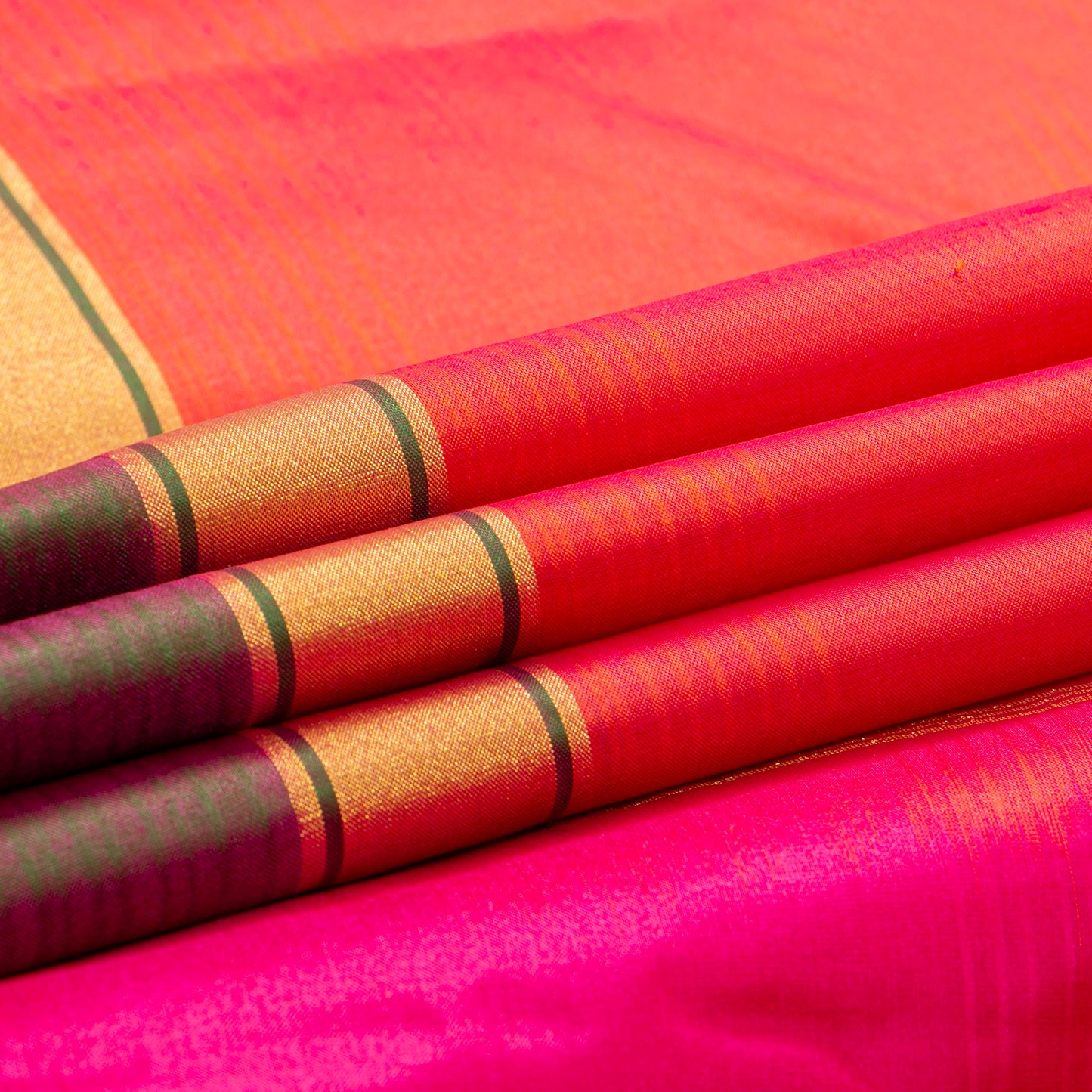 Orange And Pink Kanchipuram Silk Saree Light Weight For Festive Wear PV MEN 108