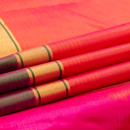 Orange And Pink Kanchipuram Silk Saree Light Weight For Festive Wear PV MEN 108