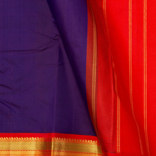 MS Blue And Red Kanchipuram Silk Saree For Wedding Wear PV NYC 1723