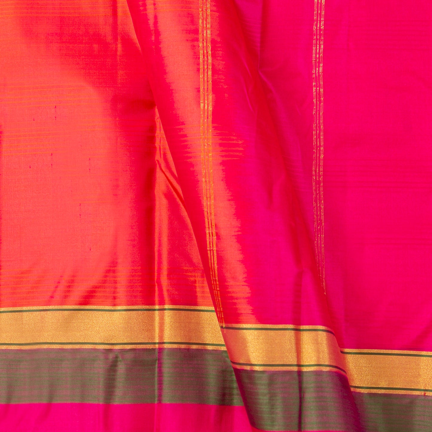 Orange And Pink Kanchipuram Silk Saree Light Weight For Festive Wear PV MEN 108