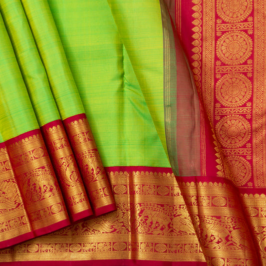 Green And Red Kanchipuram Silk Saree For Festive Wear PV NYC 1731