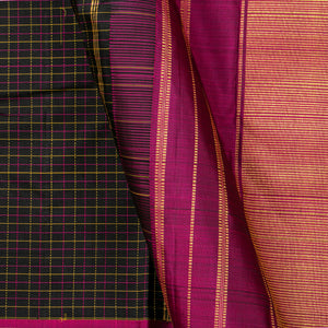 Black And Magenta Kanchipuram Silk Saree For Festive Wear PV NYC 1426