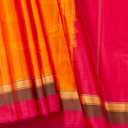 Yellow And Pink Kanchipuram Silk Saree Light Weight For Festive Wear PV MEN 110