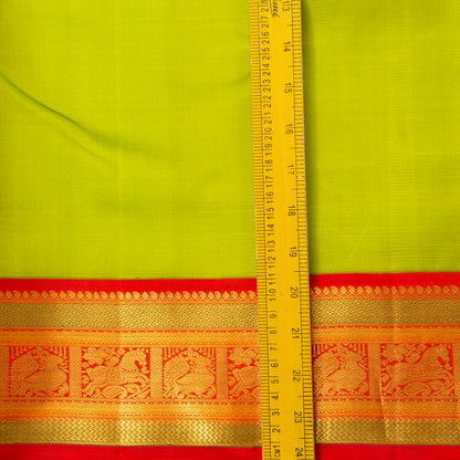 Parrot Green And Red Kanchipuram Silk Saree With Korvai Border For Wedding Wear PV NYC 1725
